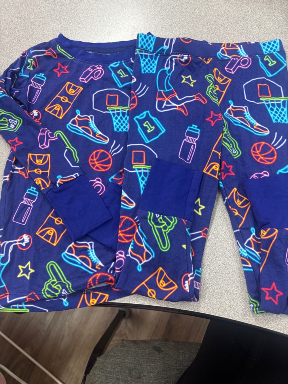 Neon Sports Print Pajama Set - Blue